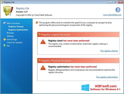 સ્ક્રીનશૉટ Registry Life Windows 8.1
