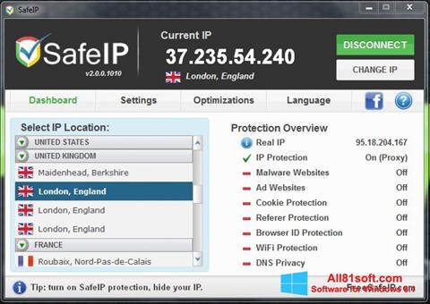 સ્ક્રીનશૉટ SafeIP Windows 8.1