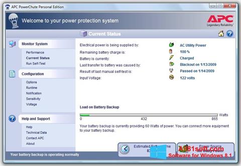 સ્ક્રીનશૉટ PowerChute Personal Edition Windows 8.1
