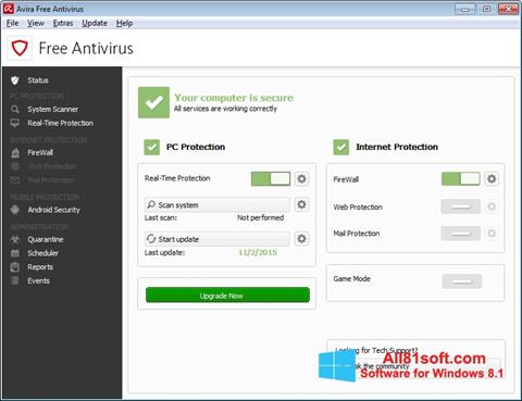 સ્ક્રીનશૉટ Avira Free Antivirus Windows 8.1