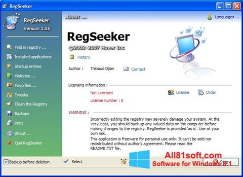 સ્ક્રીનશૉટ RegSeeker Windows 8.1
