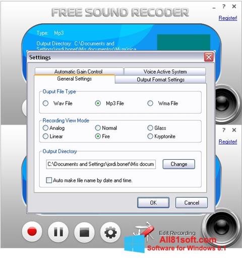 સ્ક્રીનશૉટ Free Sound Recorder Windows 8.1
