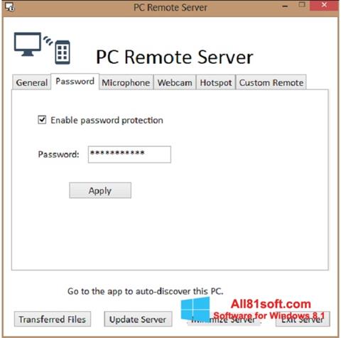 સ્ક્રીનશૉટ PC Remote Server Windows 8.1
