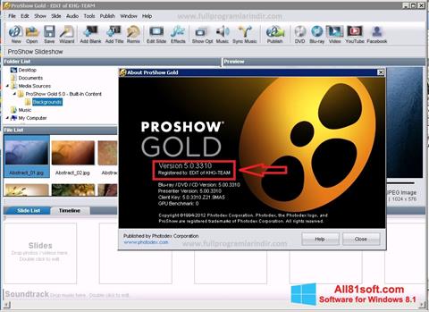 સ્ક્રીનશૉટ ProShow Gold Windows 8.1