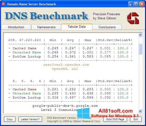 સ્ક્રીનશૉટ DNS Benchmark Windows 8.1