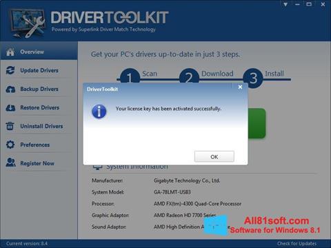 સ્ક્રીનશૉટ Driver Toolkit Windows 8.1