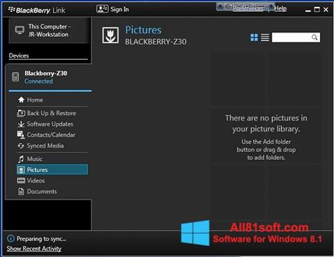 સ્ક્રીનશૉટ BlackBerry Link Windows 8.1