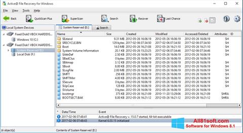 સ્ક્રીનશૉટ Active File Recovery Windows 8.1