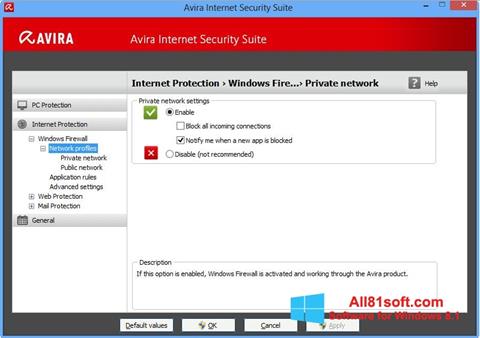 સ્ક્રીનશૉટ Avira Internet Security Windows 8.1