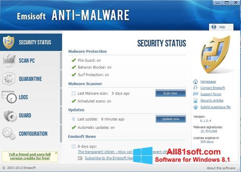 સ્ક્રીનશૉટ Emsisoft Anti-Malware Windows 8.1