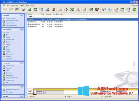 સ્ક્રીનશૉટ Acronis Disk Director Suite Windows 8.1