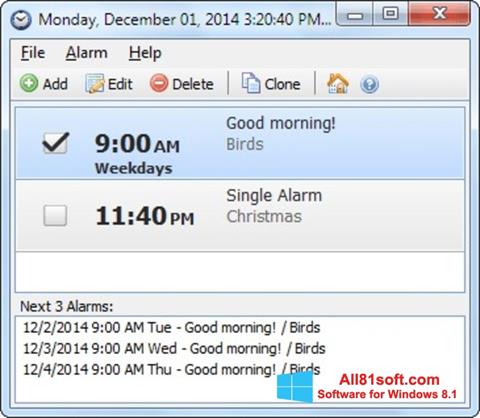 સ્ક્રીનશૉટ Free Alarm Clock Windows 8.1