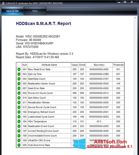 સ્ક્રીનશૉટ HDDScan Windows 8.1