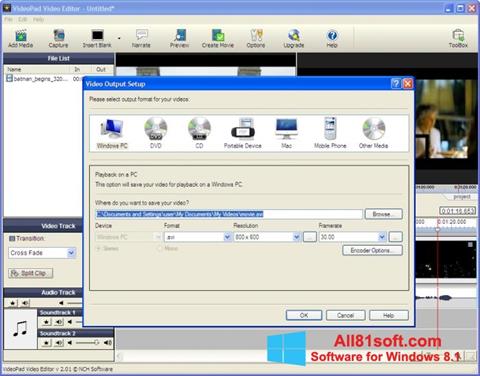 સ્ક્રીનશૉટ VideoPad Video Editor Windows 8.1