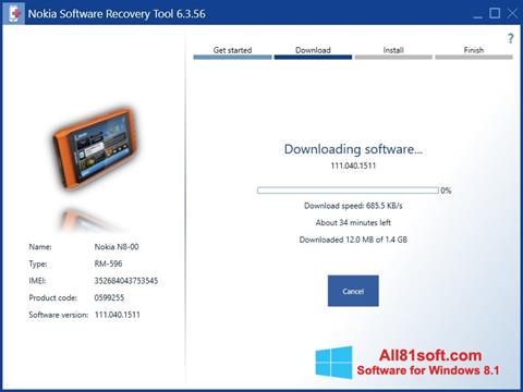 સ્ક્રીનશૉટ Nokia Software Recovery Tool Windows 8.1