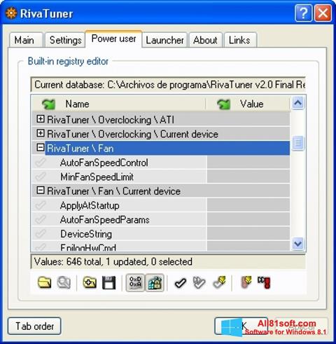 સ્ક્રીનશૉટ RivaTuner Windows 8.1