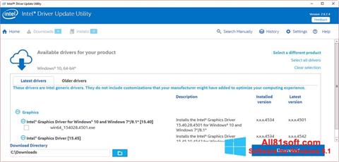 સ્ક્રીનશૉટ Intel Driver Update Utility Windows 8.1