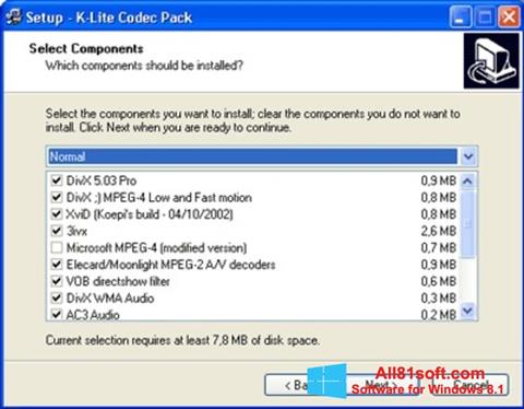 સ્ક્રીનશૉટ K-Lite Mega Codec Pack Windows 8.1