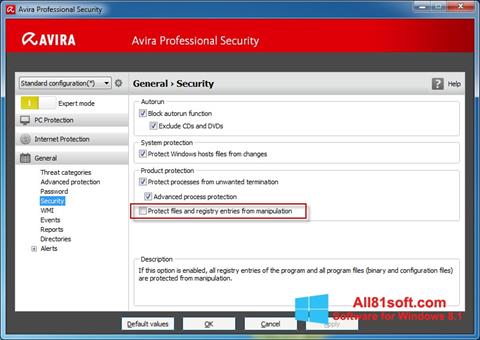 સ્ક્રીનશૉટ Avira Professional Security Windows 8.1