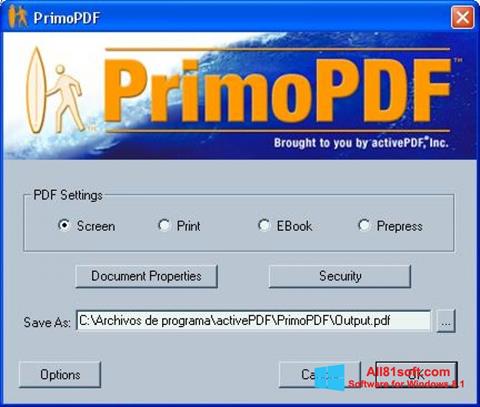 સ્ક્રીનશૉટ PrimoPDF Windows 8.1