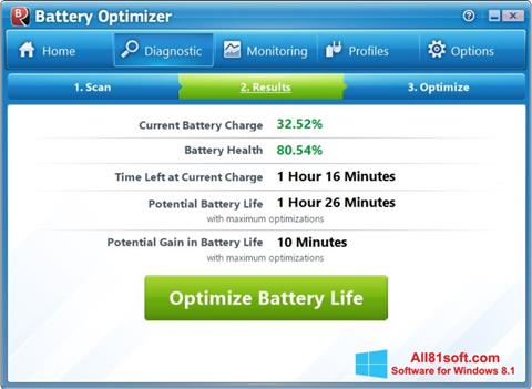 સ્ક્રીનશૉટ Battery Optimizer Windows 8.1
