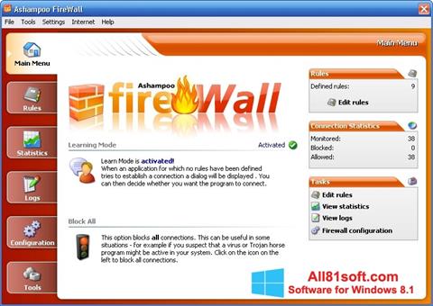 સ્ક્રીનશૉટ Ashampoo Firewall Windows 8.1