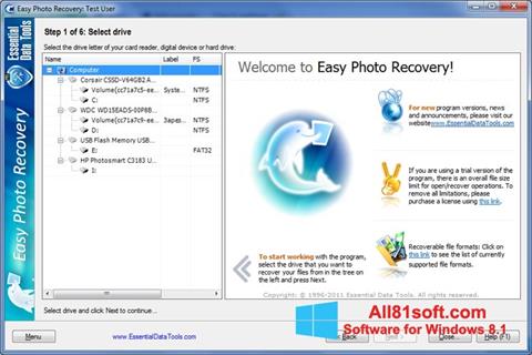 સ્ક્રીનશૉટ Easy Photo Recovery Windows 8.1