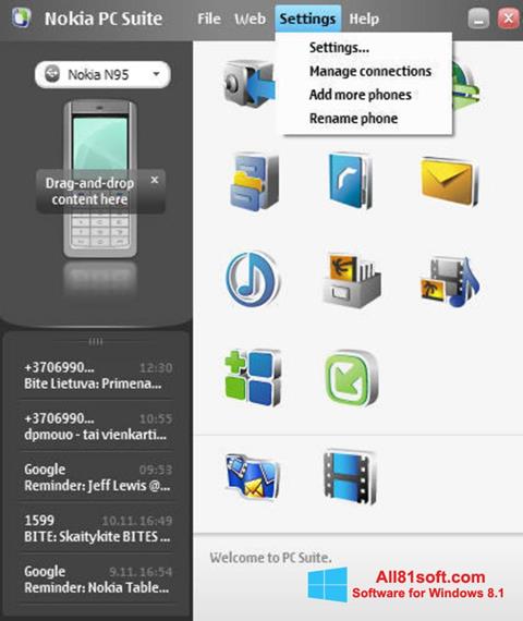 સ્ક્રીનશૉટ Nokia PC Suite Windows 8.1
