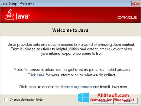 સ્ક્રીનશૉટ Java Runtime Environment Windows 8.1