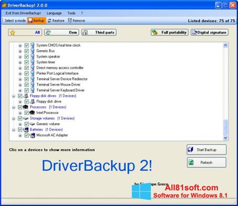 સ્ક્રીનશૉટ Driver Backup Windows 8.1