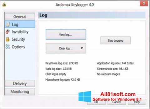 સ્ક્રીનશૉટ Ardamax Keylogger Windows 8.1