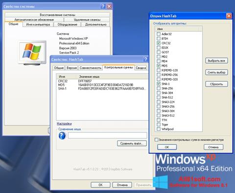 સ્ક્રીનશૉટ HashTab Windows 8.1